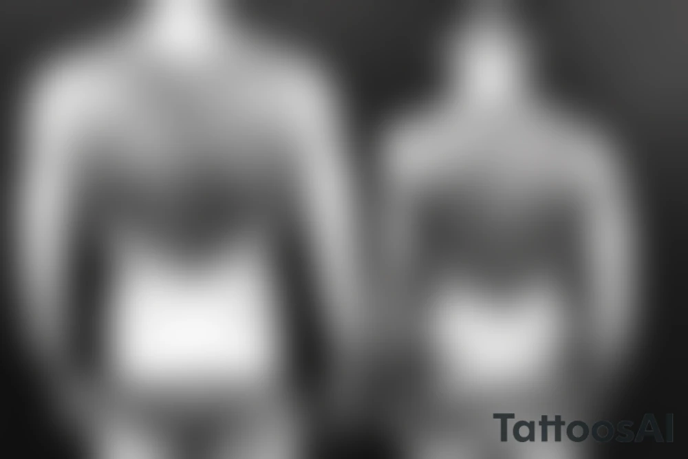 full male back tattoo. Male is fit 192 cm tall. 
Tattoo must be symetrical. must include opposites and unification of them. story must be in 3 parts. shadowing minimal. drama tragedy happy ending tattoo idea