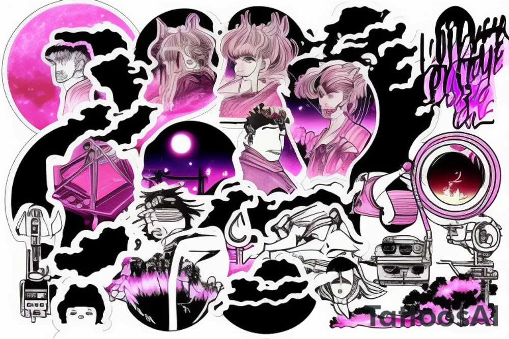 Synthwave ghibli tattoo idea