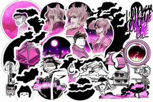 Synthwave ghibli tattoo idea
