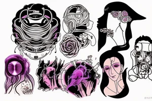 Synthwave faceless ghibli tattoo idea