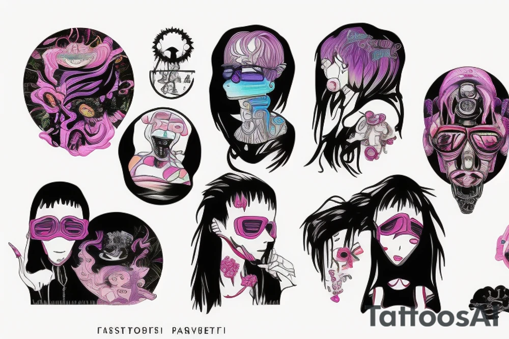 Synthwave faceless ghibli tattoo idea