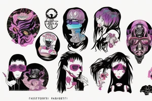 Synthwave faceless ghibli tattoo idea