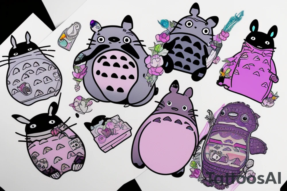 Vaporwave totoro tattoo idea