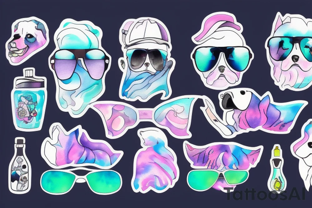 Vaporwave Labrador sunglasses 10 tattoo idea