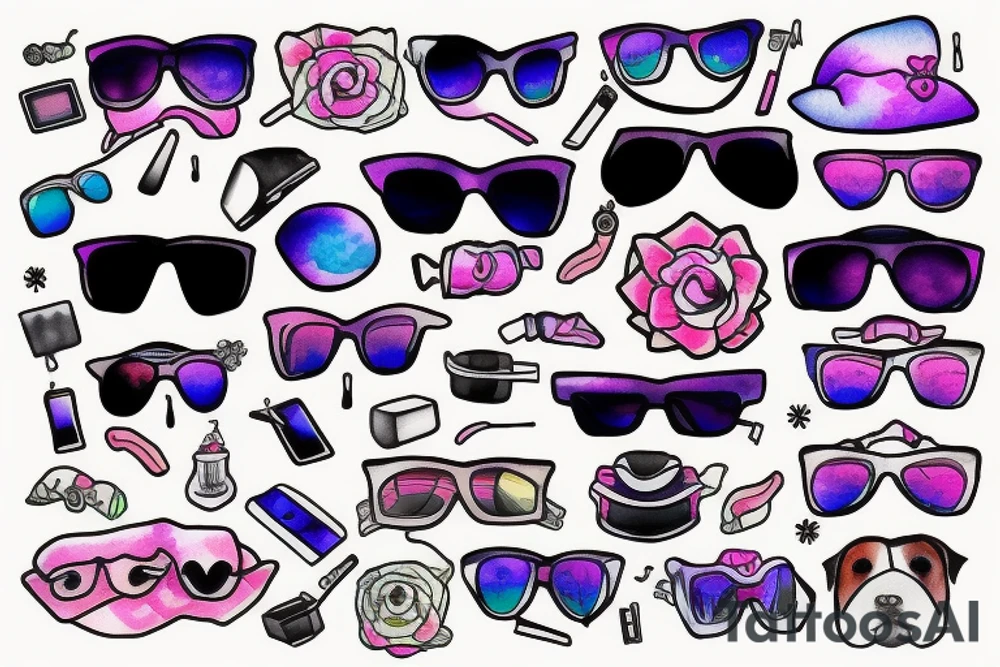 Vaporwave Labrador sunglasses 10 tattoo idea