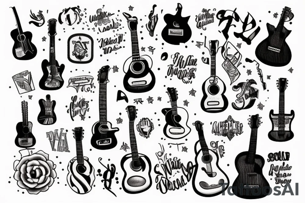Notes and guitar tattoo idea