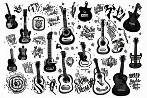Notes and guitar tattoo idea