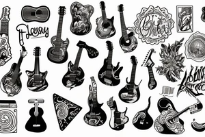 Notes and guitar tattoo idea