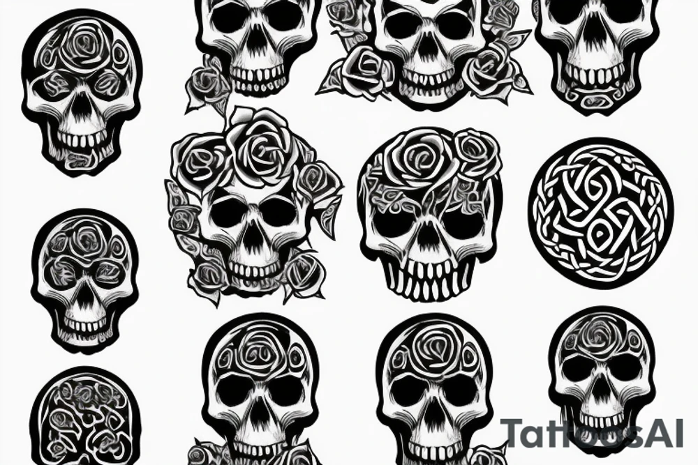 celtic inspired usb symbol with a skull and a rose tattoo idea