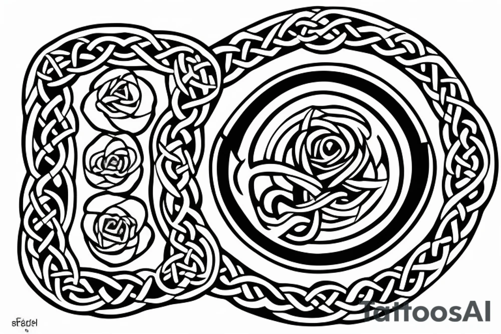 celtic inspired usb symbol with a skull and a rose tattoo idea