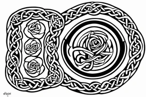 celtic inspired usb symbol with a skull and a rose tattoo idea