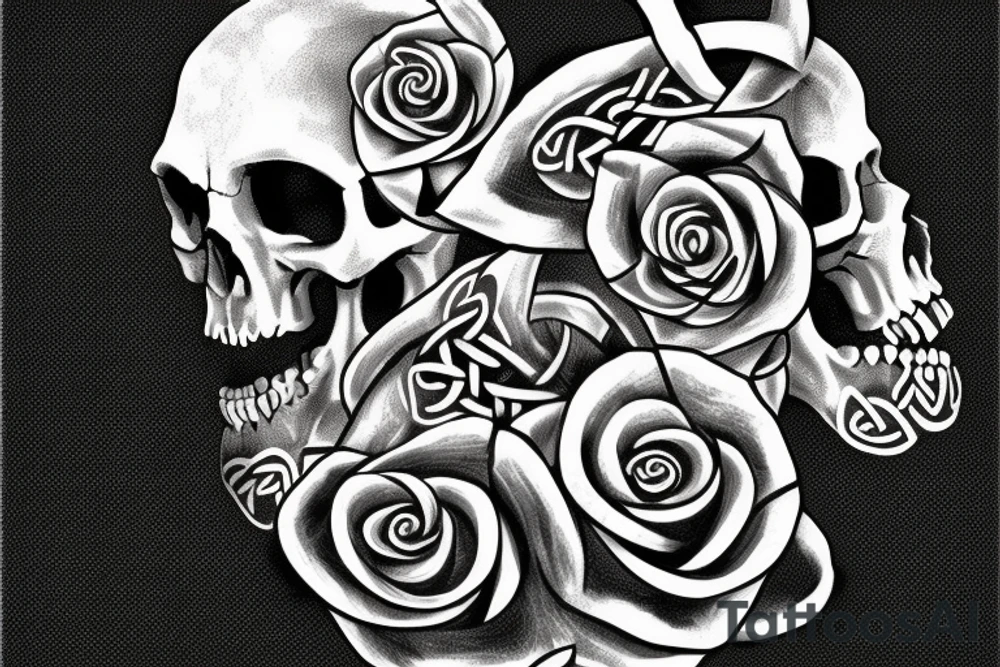 celtic inspired usb symbol with a skull and a rose tattoo idea