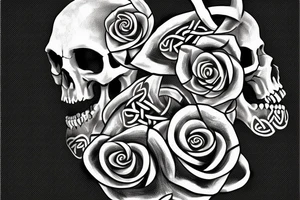 celtic inspired usb symbol with a skull and a rose tattoo idea