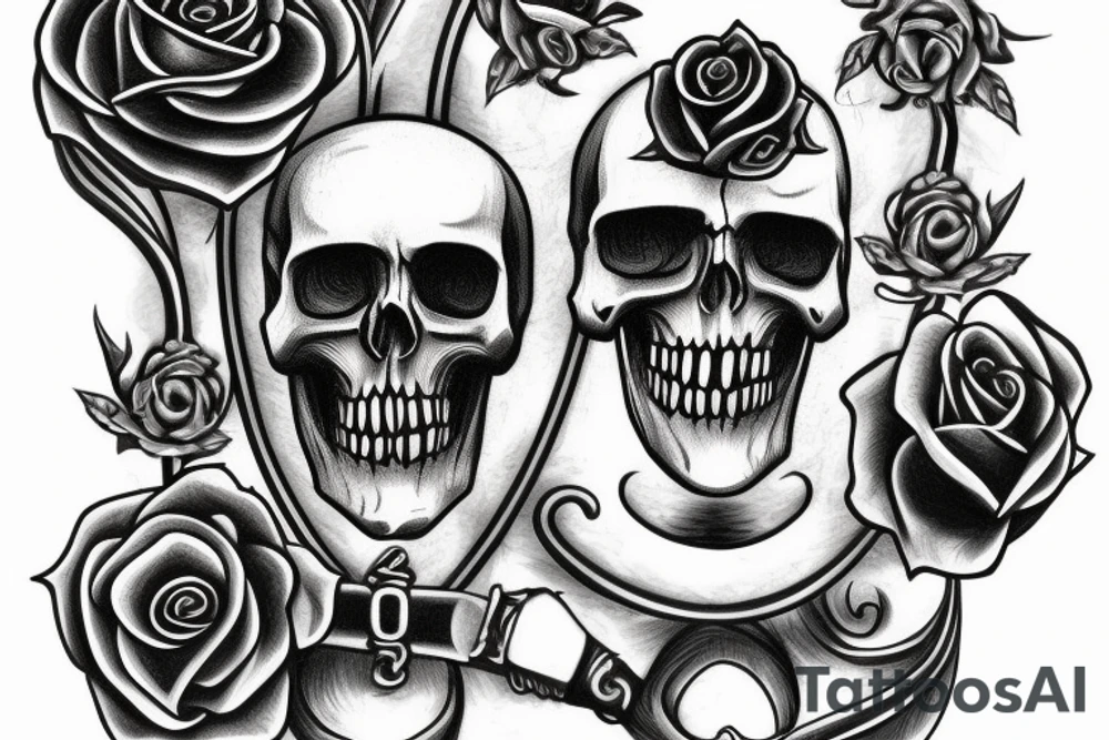celtic inspired usb symbol with a skull and a rose tattoo idea