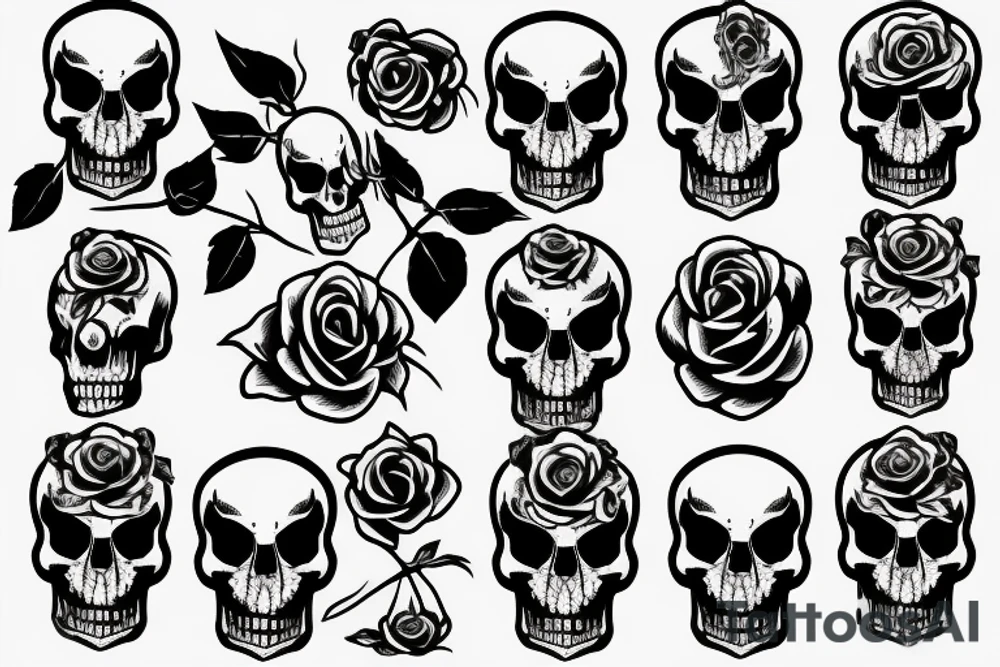 usb symbol with a skull and a rose tattoo idea