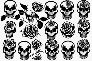 usb symbol with a skull and a rose tattoo idea