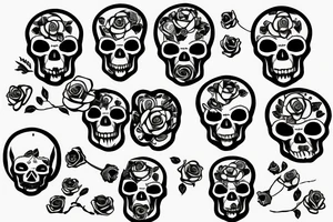 usb symbol with a skull and a rose tattoo idea