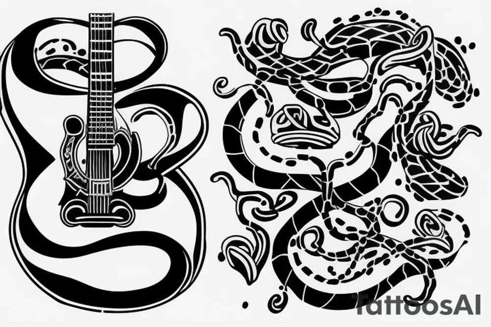 Snake playing guitar tattoo idea