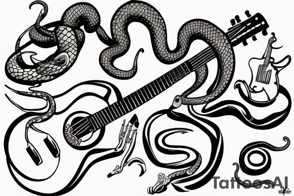 Snake playing guitar tattoo idea