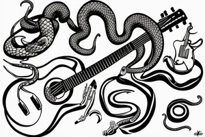Snake playing guitar tattoo idea