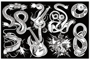 Snake playing guitar tattoo idea