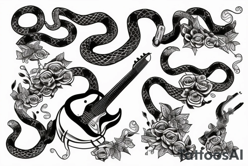 Snake playing guitar tattoo idea