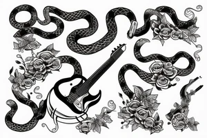 Snake playing guitar tattoo idea
