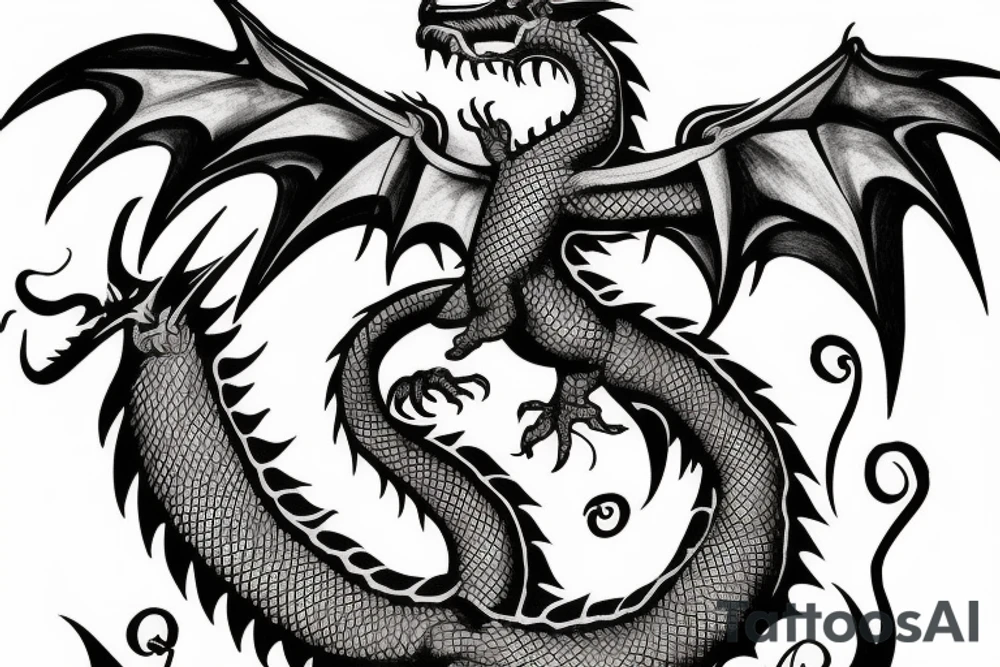 Dragon with wings spread out tattoo idea