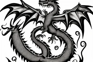 Dragon with wings spread out tattoo idea
