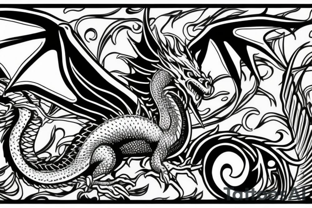 Dragon with wings spread out tattoo idea