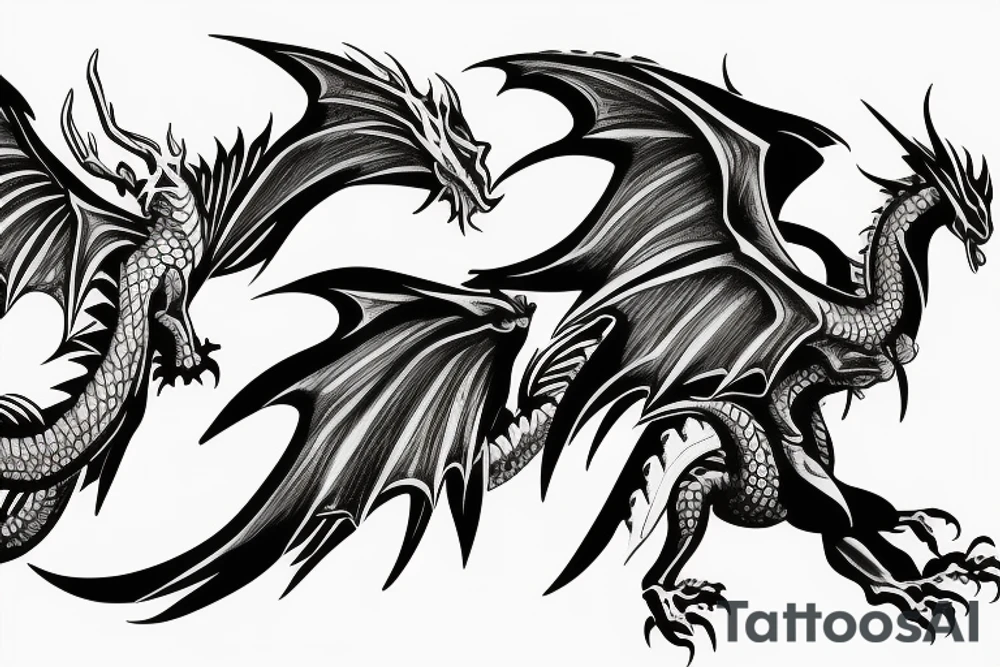 Dragon with wings spread out tattoo idea