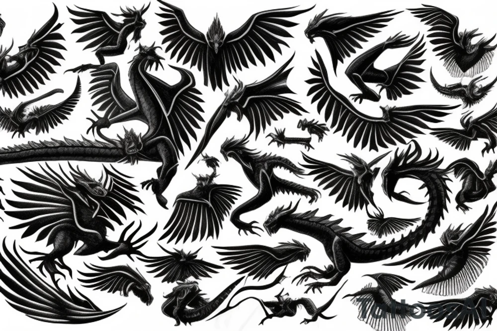 Dragon with wings spread out tattoo idea