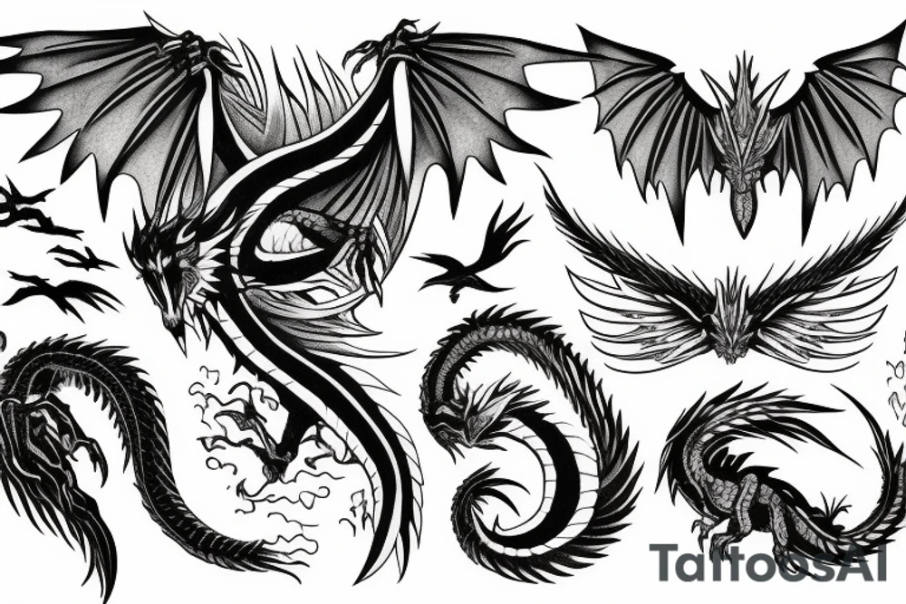 Dragon with wings spread out tattoo idea