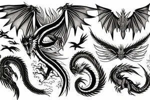 Dragon with wings spread out tattoo idea