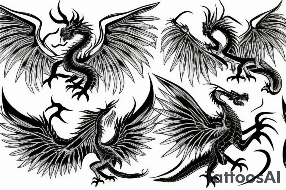 Dragon with wings spread out tattoo idea