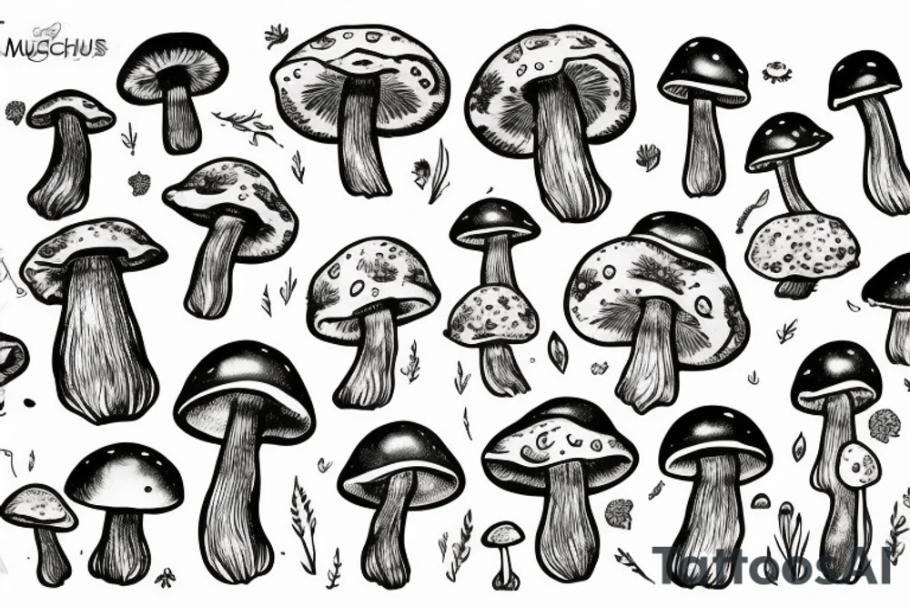 One picture of a mucshroom tattoo idea