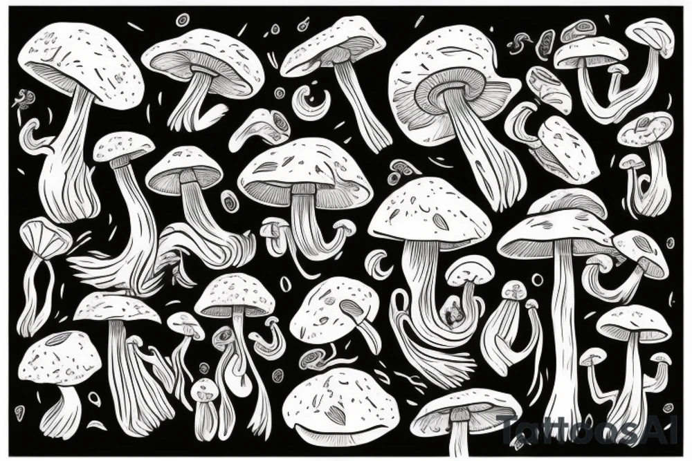 Mushrooms tattoo idea