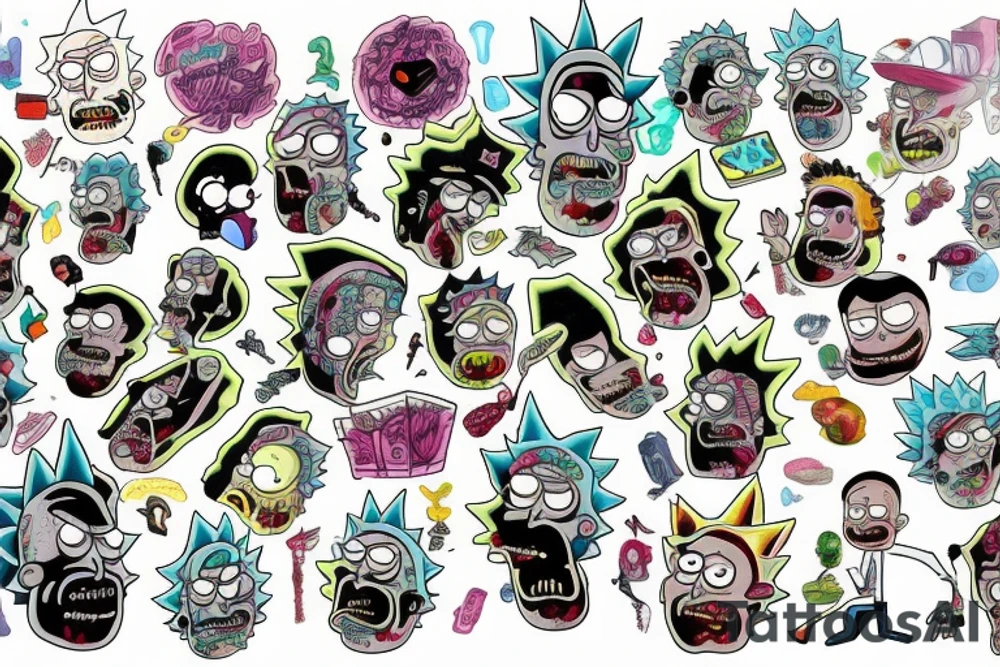 Rick and morty tv show gangster tattoo idea
