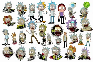 Rick and morty together on top of a mountain tattoo idea