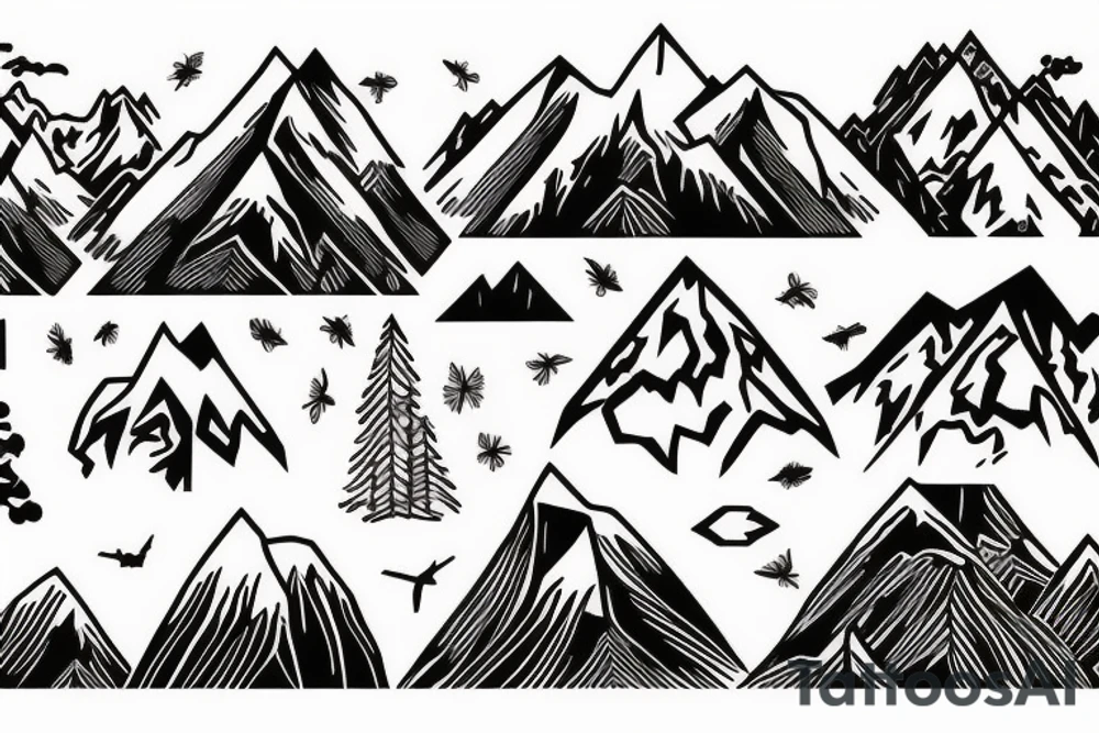 Beautiful mountain scenery tattoo idea