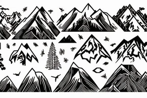 Beautiful mountain scenery tattoo idea