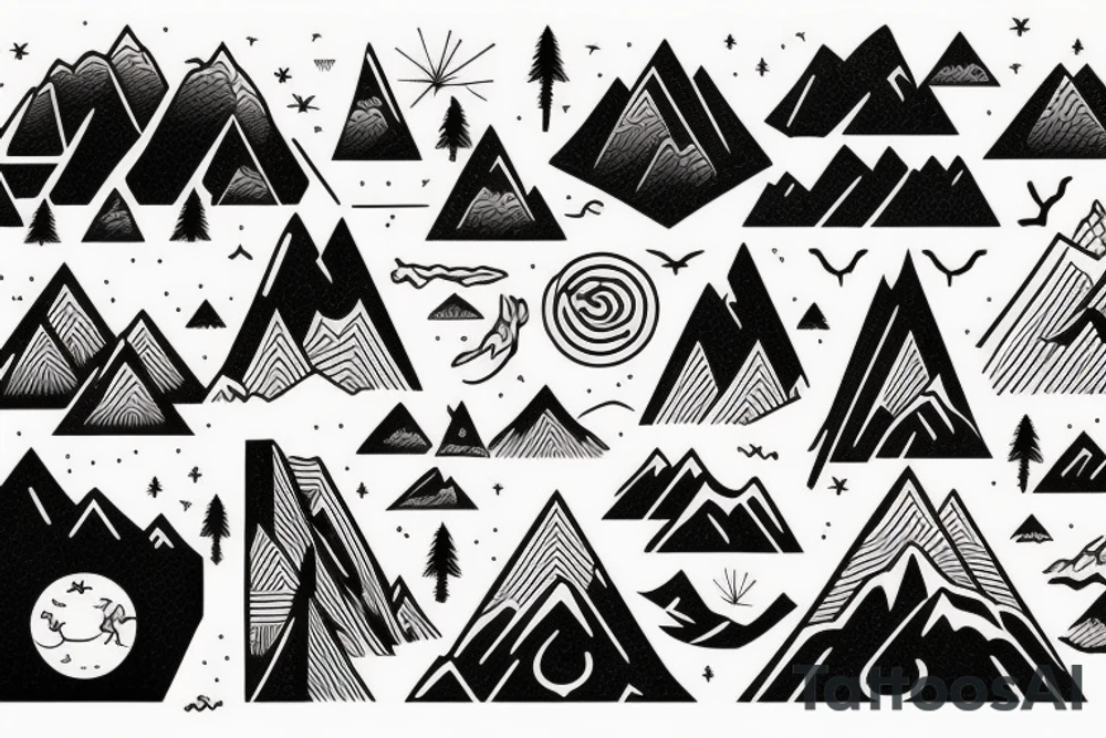 Beautiful mountain scenery tattoo idea