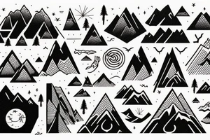Beautiful mountain scenery tattoo idea