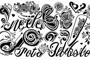 Hearth picture, letter P, letter D, letter V, word LOVE tattoo idea