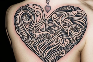 Heart picture, letter P, letter D, letter V, word LOVE tattoo idea