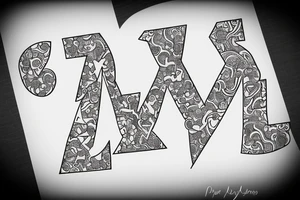 Heart picture, letter P, letter D, letter V, tattoo idea