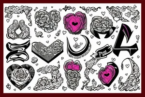 Heart picture, letter P, letter D, letter V, tattoo idea