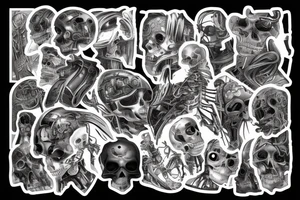 Cyberpunk skeleton tattoo idea