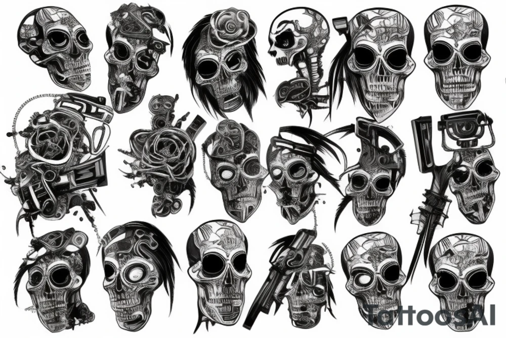 Cyberpunk skeleton tattoo idea