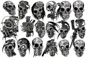 Cyberpunk skeleton tattoo idea